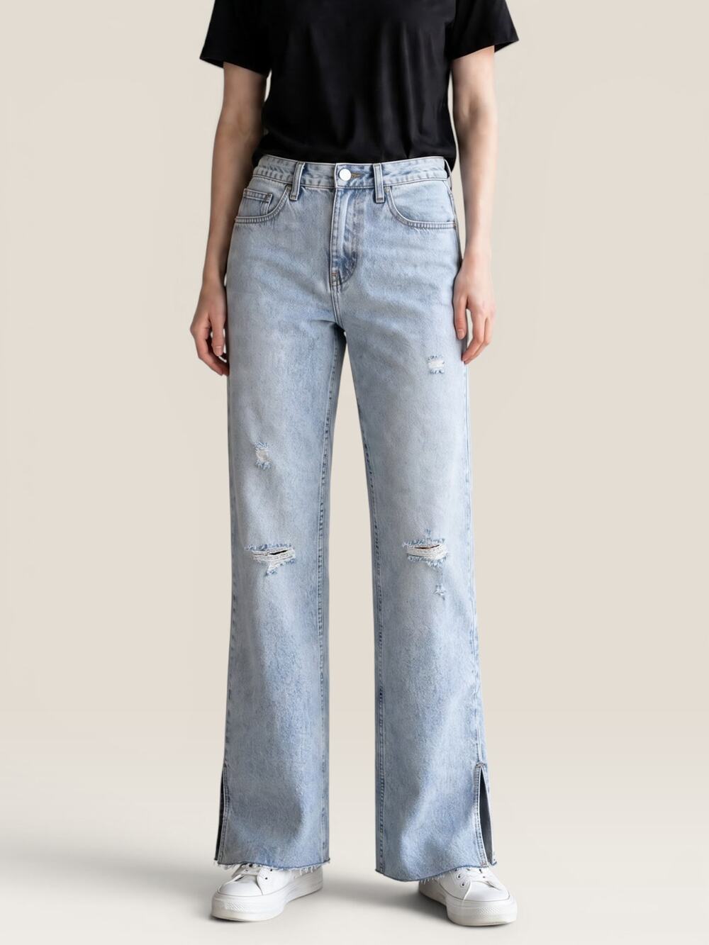 Gap 90s Loose Wide Leg Jeans Tall Size 12 Light Wash NWT Baggy Raw Hem